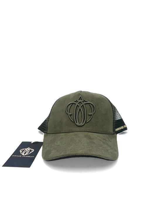 Signature Premium Suede Trucker Hat in Olive